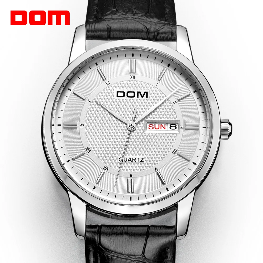 

DOM Fashion Quartz Watches Men Luxury Brand Waterproof Leather Strap Men's Wrist Watch Relogio Masculino Male Clocks Man 2018