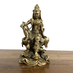 Antique Bronze Leisurely Guan Yin Statue Ornament Copper Buddha Figurines Miniatures Home Decor Accessories Crafts Collections