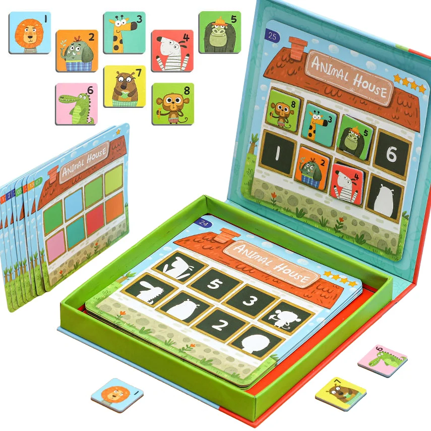 Montessori Memory Game Children Toys Magnetic Animal Digital Colors Matching Cognitive Unlocking Parent-child Puzzle Game Toys