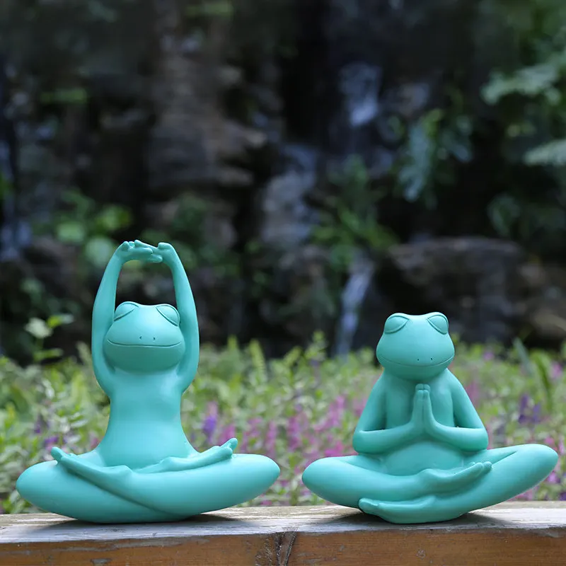 

Pastoral Garden Simulation Animal Creative Resin Yoga Frog Statue Outdoor Accessories Decor Courtyard Villa Figurines Crafts Art