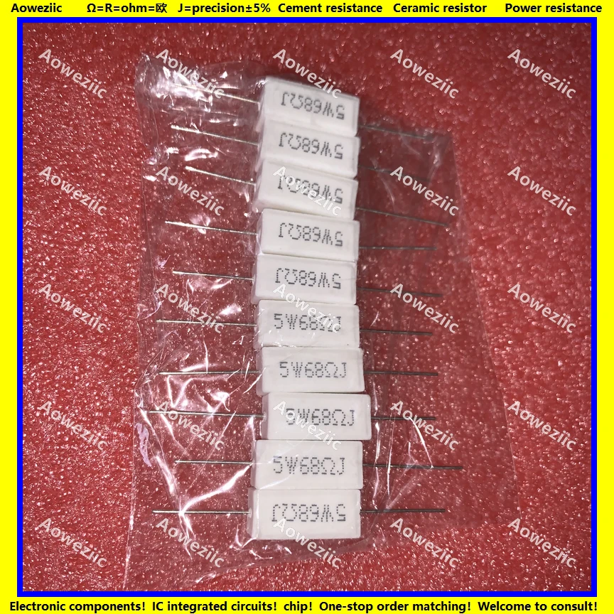 10 Pz RX27 Resistenza di cemento orizzontale 5 W 68ohm 68R 68RJ 5W68RJ 5 W 68RJ Resistenza ceramica precisione 5% Resistenza di potenza