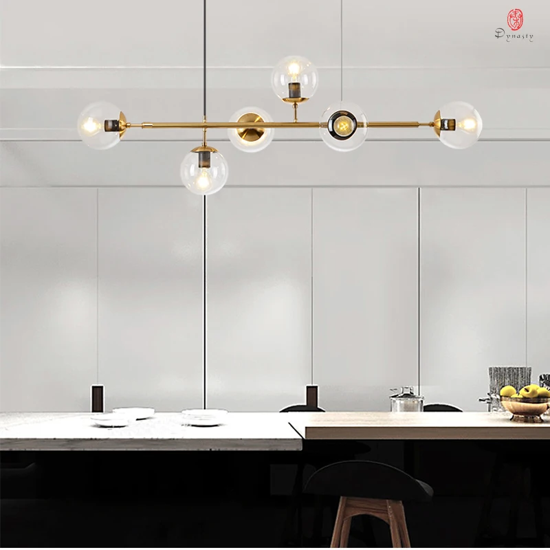 Designer Table Pendant Lamp Modern Linear Hanging Lights Glass Restaurant Reception Dinning Room Bar Counter Lighting Fixture