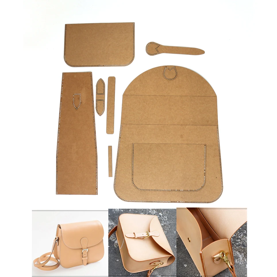 New Kraft paper template DIY leather sewing pattern template for handbag 7pcs/set finished size28x20x10cm