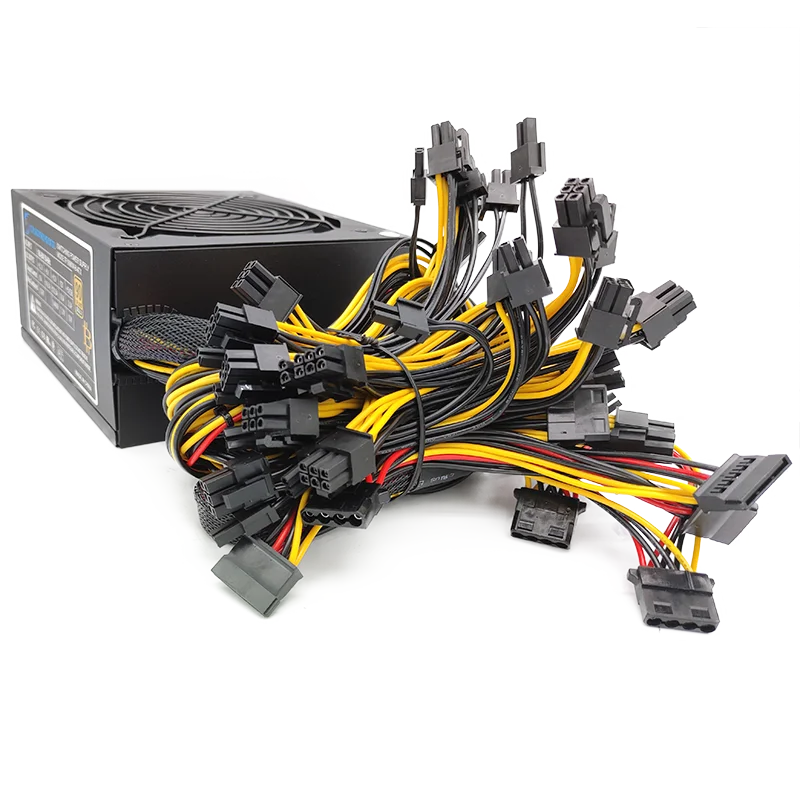 Alimentation électrique 1600w pour 6 GPU Ethereum Miner, compatible avec 6 cartes graphiques RX470 RX480 RX570 RX580 PC