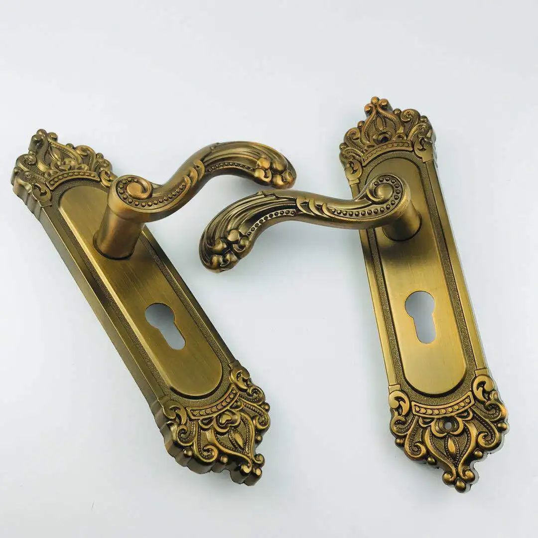 Huangang – serrure de porte en cuivre, Style européen Antique, serrure de porte de chambre à coucher, serrure de porte intérieure en bois massif