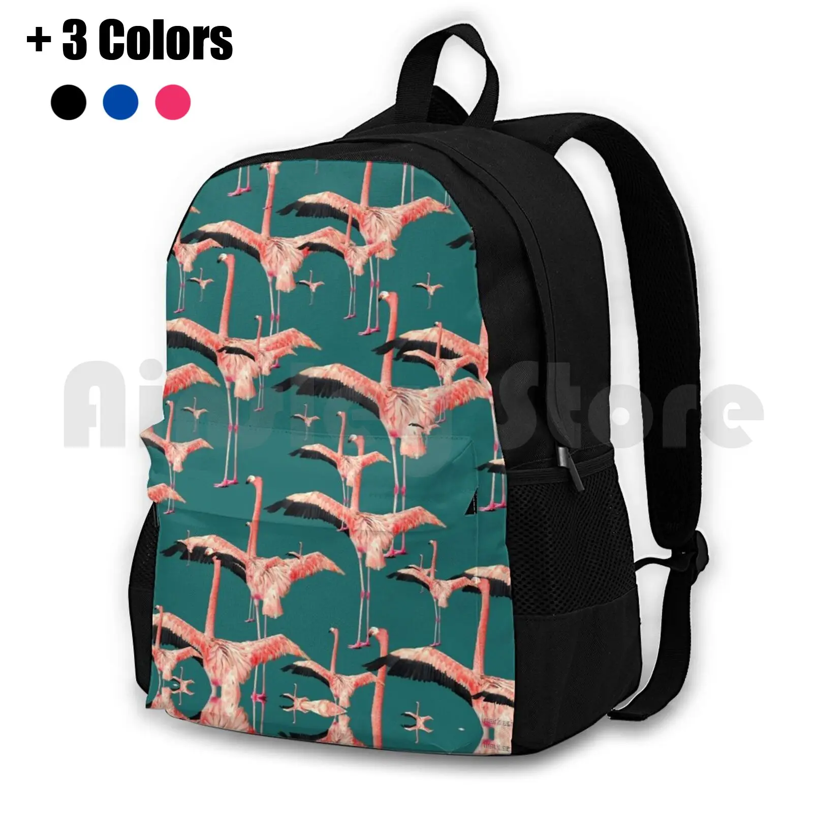 Tropical Flamingo Outdoor Hiking Backpack Riding Climbing Sports Bag Summer Cool Fun Flamingo Sky Blue Palm Tree Nature Africa