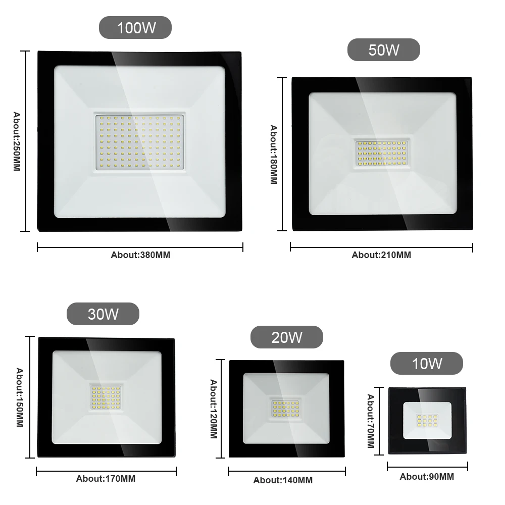 LED Flood Light AC220V 10W 20W 30W 50W 100W High Brightness IP66 Waterproof Outdoor Lighting LED Spotlight Wall Floodlights