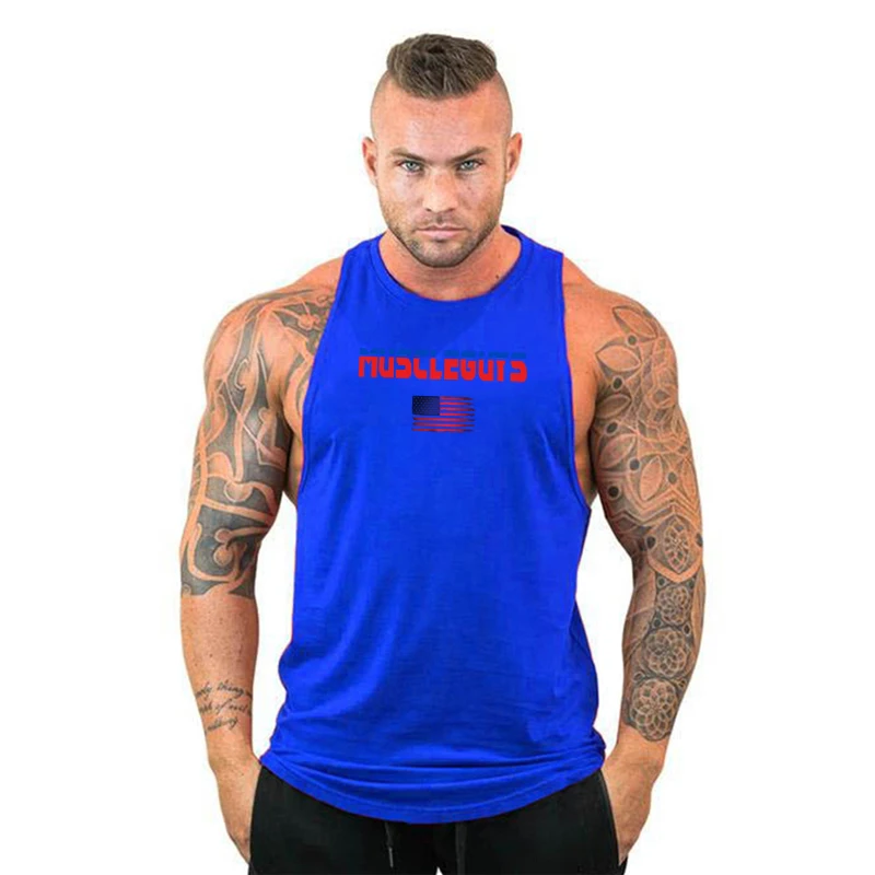 Grafica bandiera americana estiva Running Ves Mens Bodybuilding Stringer canotta Fitness camicie senza maniche abbigliamento da palestra canottiera