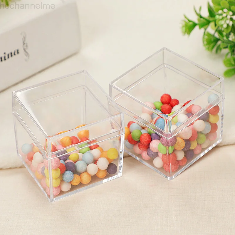 12 Pcs Transparent Plastic Food Packing Box 100ML Biscuit Candy Box With Cover Jewelry Storage Packing Box