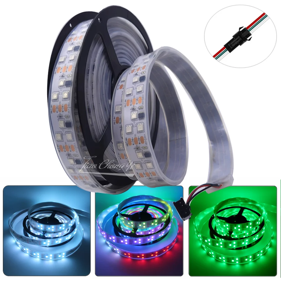 

5M WS2811 (1903 IC ) 90LED/M 12V 5050 RGB Dream Full color LED strip Addressable Led Pixels IP67 Silicone tube