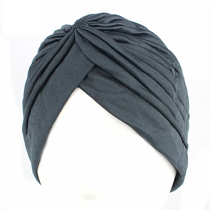Neue Blume Dekoration Turban Einfarbig Für Frauen Mode Haar Tragen Kopf Wrap Damen Kopfbedeckungen Krebs Hüte Indien Kappe Bandana – Detail 17