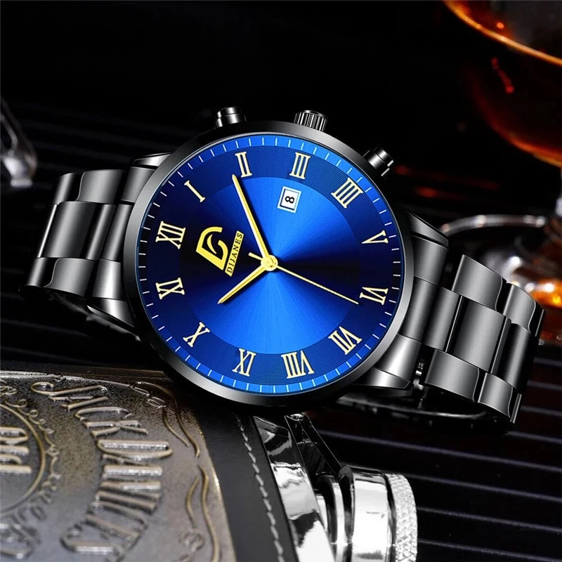 reloj hombre Fashion Mens Watches Luxury Stainless Steel Calendar Quartz Wrist Watch Men Business Bracelets Watch montre homme