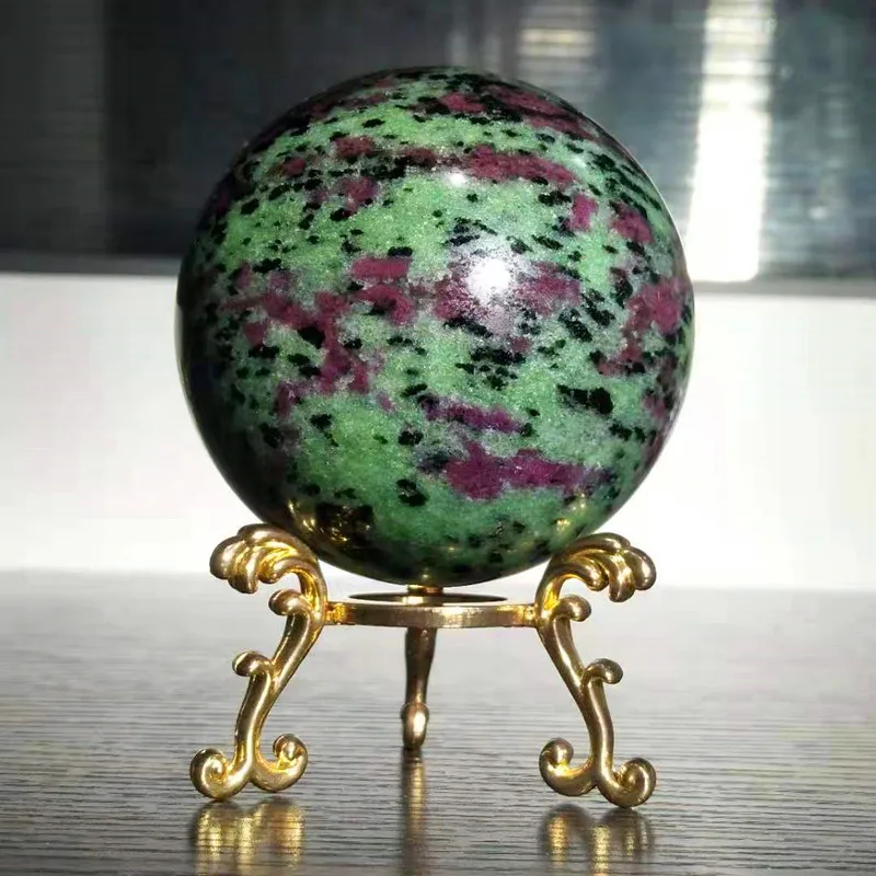 Natural Stones Ruby Zoisite Crystal Ball Home Decoration And Sphere Witchcraft Supplies Anyolite Witch Spiritual Decor Wicca