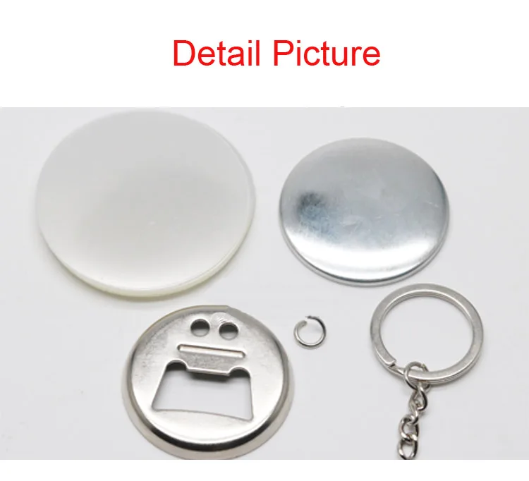 Abrebotellas con botón de 50 piezas, abridor de llaves con espejo, insignia en blanco, materiales para manualidades DIY