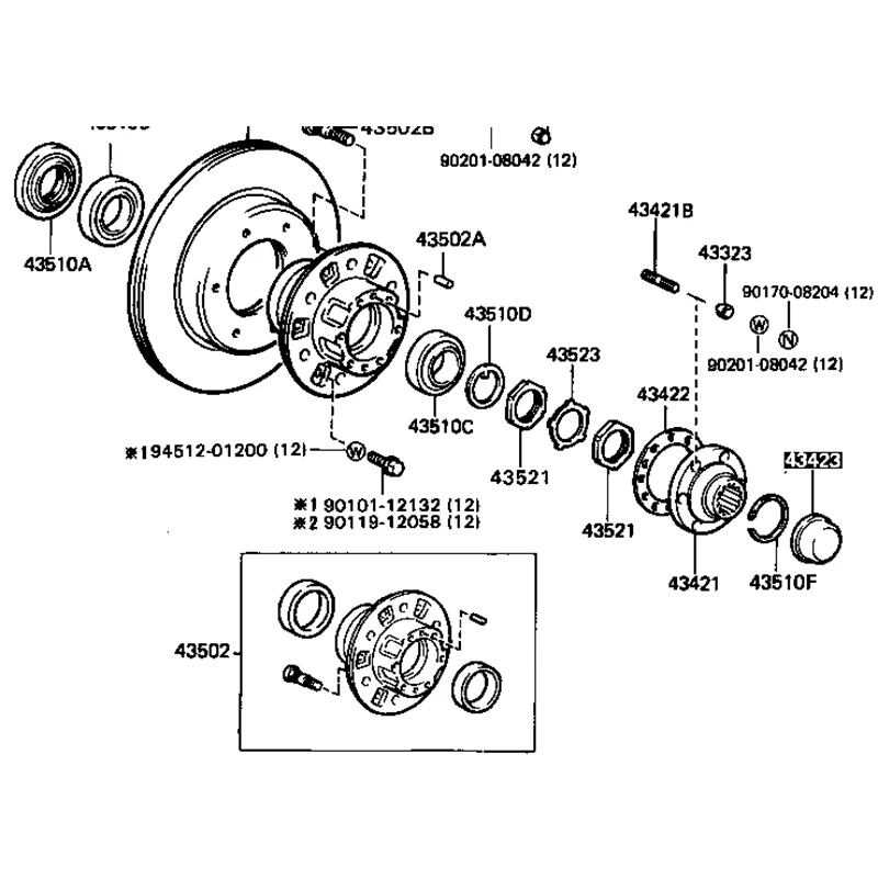 2pcs Hub cap, FRONT AXLE OUTER SHAFT FLANGE 43423-35010 43423-60011 For Toyota Land Cruiser LC80 LC100 LX450 LX470 Hiace