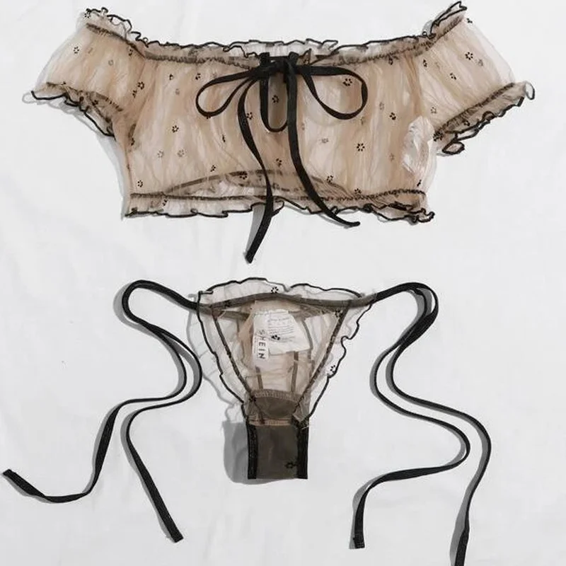 المرأة مثير شبكة خارج على الكتف صديرية دائرية لطيف الملابس الداخلية مجموعة إغراء انظر من خلال المثيرة الملابس يمزح ازياء الملابس الداخلية