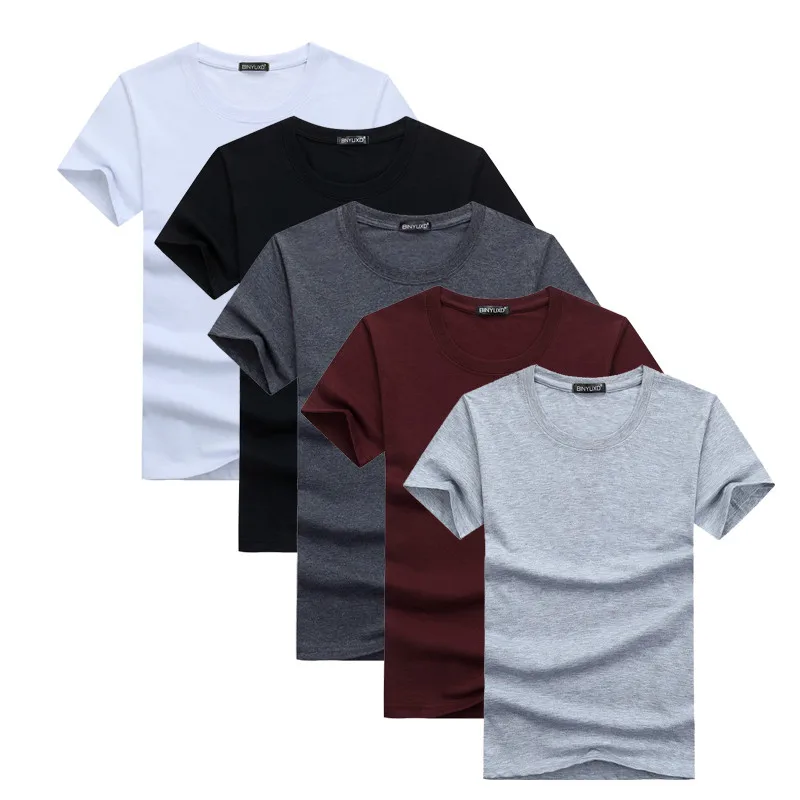 6pcs/lot 2021 High Quality Fashion Men\'s T-Shirts Casual Short Sleeve T-shirt Mens Solid Casual Cotton Tee Shirt Summer Clothing