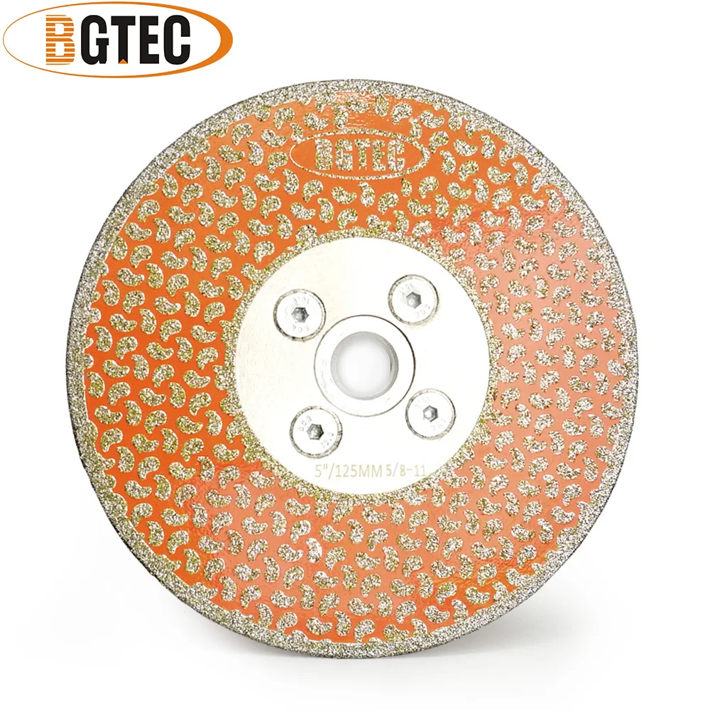 BGTEC 5 "Гальванизированный алмазный режущий и шлифовальный диск 5/8-11 фланец с односторонним покрытием 125 мм гранитные мраморные алмазные лезвия