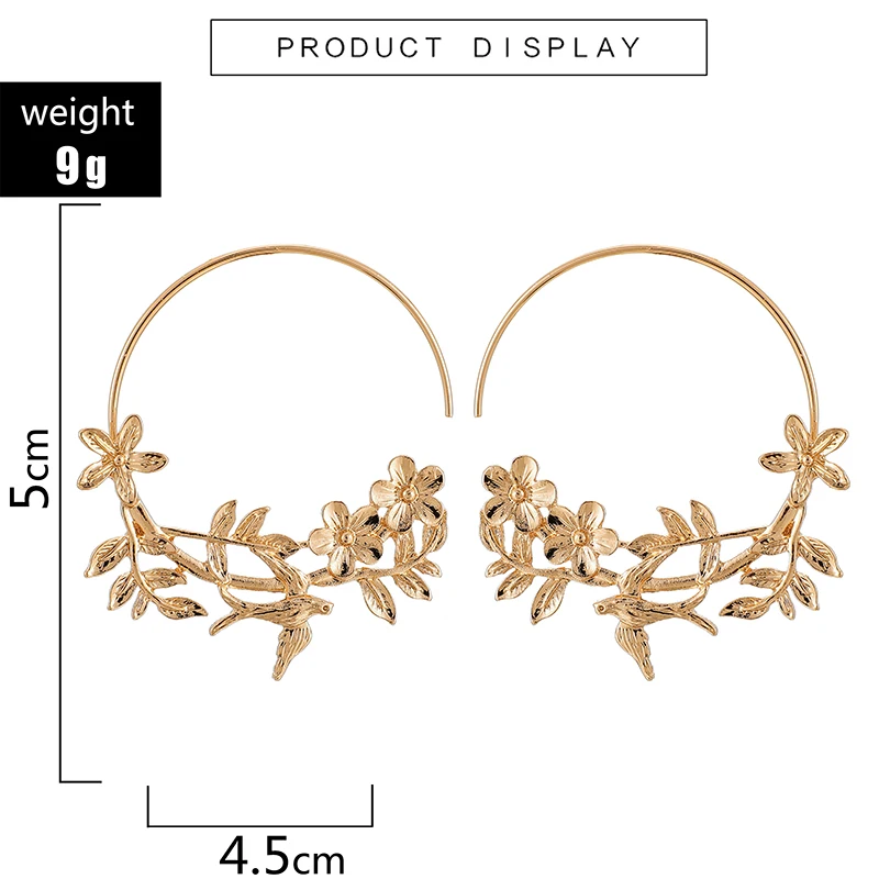 Tocona Vintage Star Spiral Earrings for Women Gold Color Alloy Metal Hollow Geometric Gypsy India Jewelry Gift Accessories