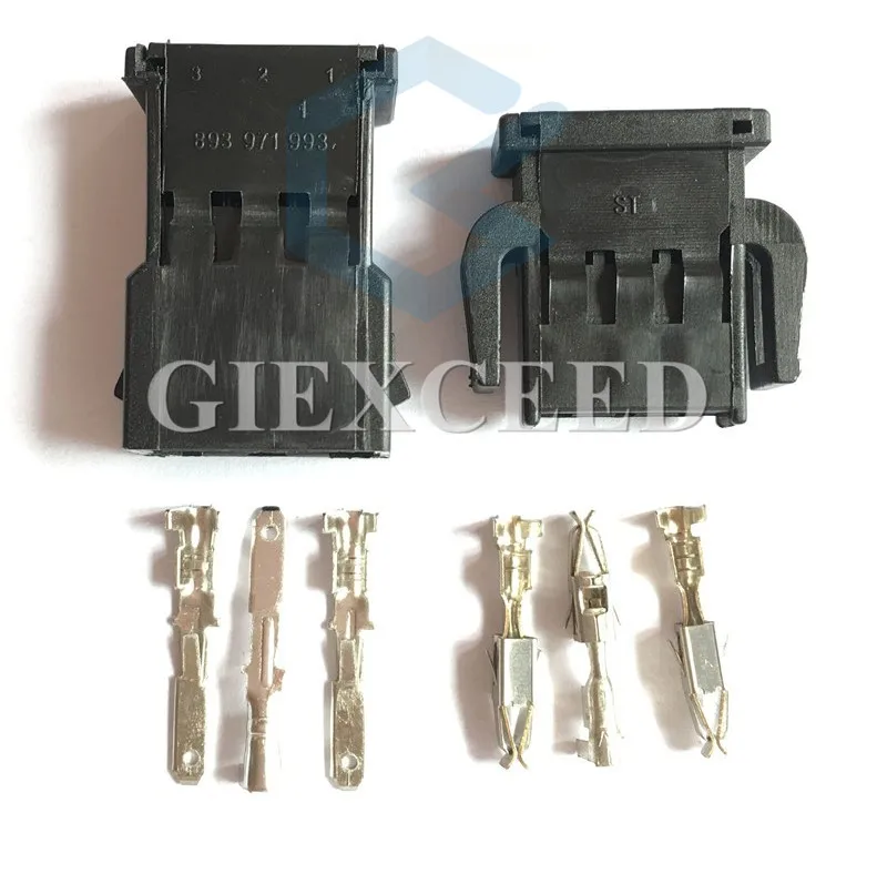 2 Sets 3 Pin AC Assembly 893 971 993 893971633 Female Male Auto Wire Harness Connector Reading Light Socket For VW
