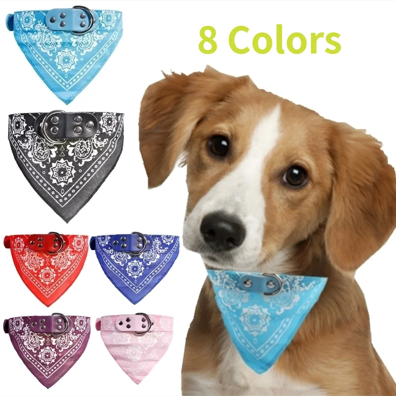 Lovely Adjustable Small Dog Collar For Dogs Small Pet Slobber Towel Pitbull Cat Collar Print Scarf Design Neckerchief