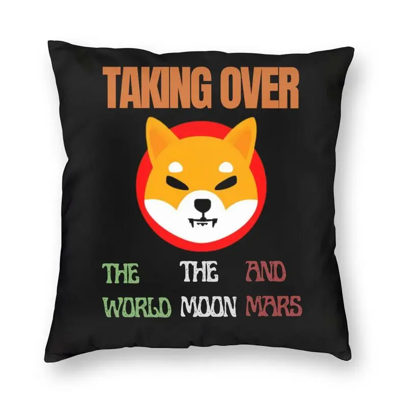 Nordic Style Shiba Inu Taking Over Cushion Cover 45x45cm Decoration 3D Print Funny Dogecoin Cryptocurrency Throw Pillow for Sofa