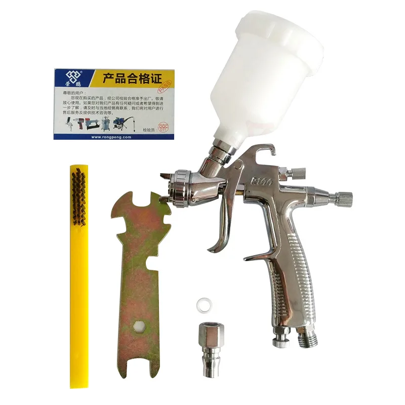 R100สเปรย์ปืน LVLP Air Panit ปืน Airbrush แรงโน้มถ่วงสเปรย์ปืนรายละเอียด Repair1.0MM 120cc Professional สเปรย์