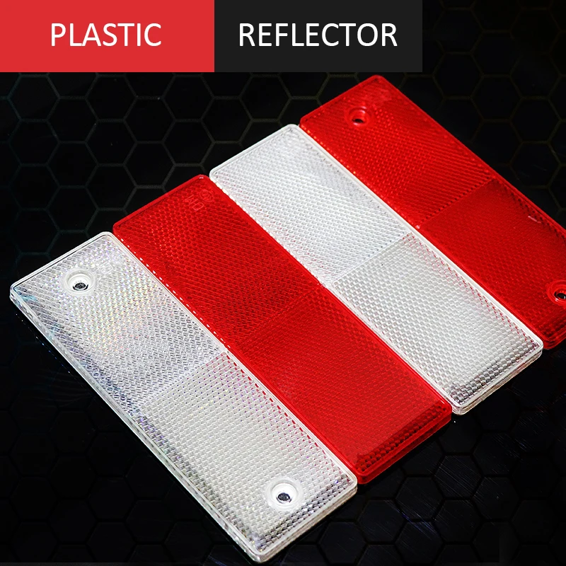 VOOFENG-Reflector Retro de plástico rojo y blanco para camión, remolque, inspección anual, pegatina reflectante de advertencia de seguridad nocturna, 10 unidades por lote