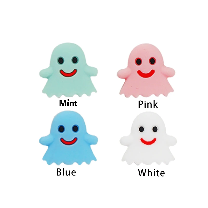 Chenkai 10PCS Silicone Halloween Ghost Bead Baby Cute BPA Free Teether Gift Infant Teething Toys For Baby Rattle Pacifier Clip