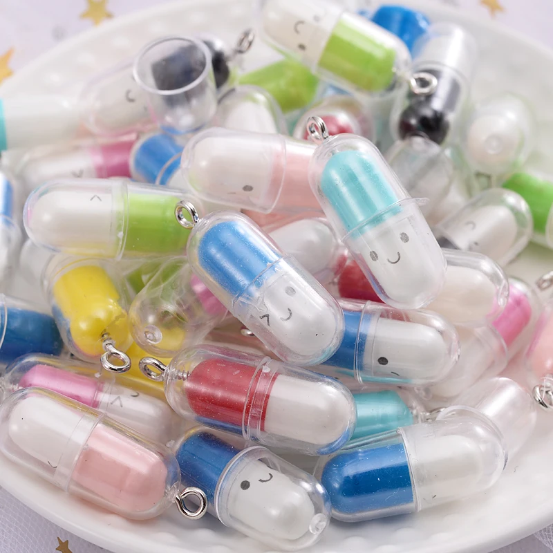 10-40Pcs Cute Transparent Medicine Bottle Shape Acrylic Spacer Loose Beads For DIY Jewelry Making Necklace Bracelet Accessories