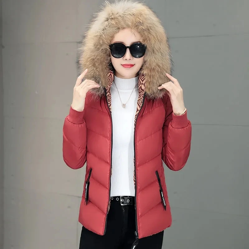 Down padded Cotton Jacket Women's Winter New Slimming Fashion Women's All-Match Mother Thick Warm Hoded Jacket Female's Parkas
