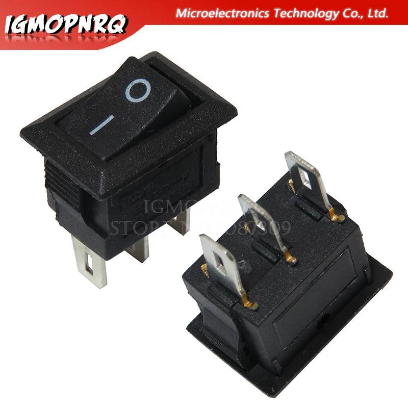 Interruptor de botão de pressão 10x15mm, interruptor snap-in spst 2pin 3pin 3a 250v kcd11, interruptor rocker de barco liga/desliga, 10mm * 15mm, preto, vermelho e branco com 10 peças
