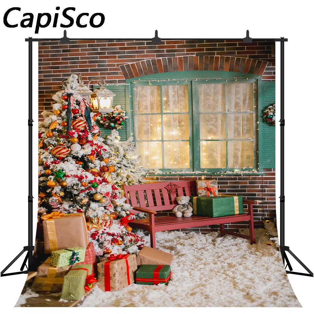 Capisco Photography Background Winter Snowflake Christmas Tree Flash window Decoration Backdrops Photo Studio Backdrop Photocall