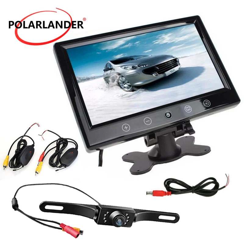 

9 Inch TFT Screen Car Monitor With Wireless Parking Monitor LED GPS Long Lightless Hidden Night Vision Rear Camera