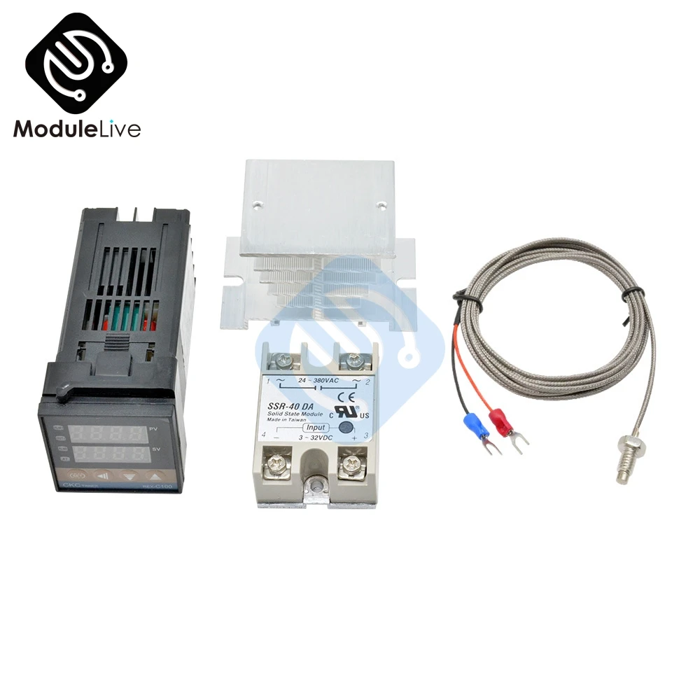 Pid Temperature Controller Regulator Rex c100 Original 1300 Ssr 40DA Solid State Relay Digital Thermostat K Thermocouple Sensor