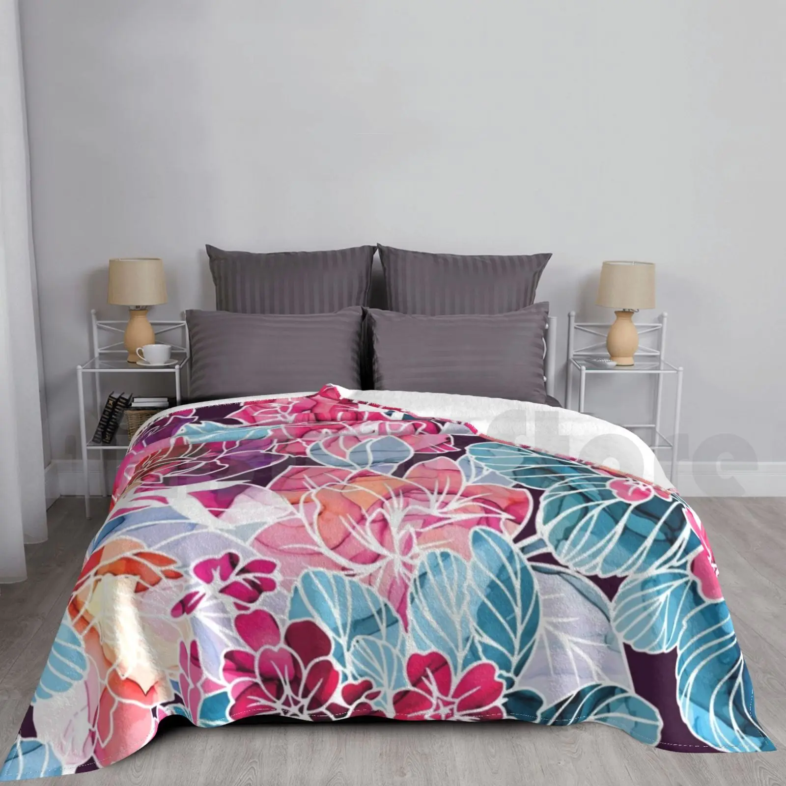Copy Of Floral Water Color Blanket Fashion Custom Flower Flowers Fleur Fleurs Romantic Girly Floral