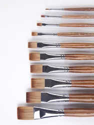 ArtSecret-pincel plano de alta calidad 2089 para pintura acrílica, pincel de pelo sintético, mango de madera de roble corto