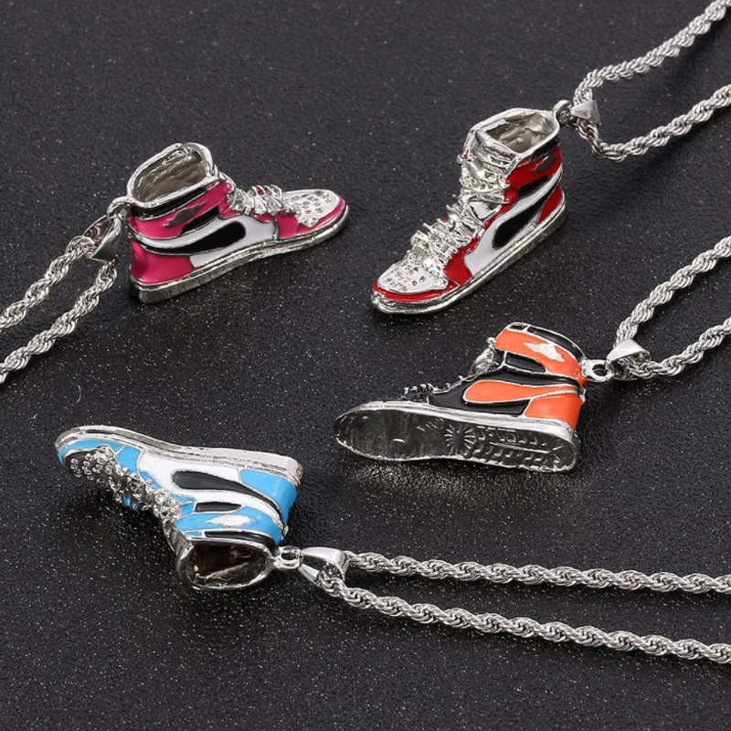 Mini Hip-Hop Sneaker Pendant Necklace Cool Collar Fashion Male Street Style Rapper Cute Necklace Christmas Gift For Friend