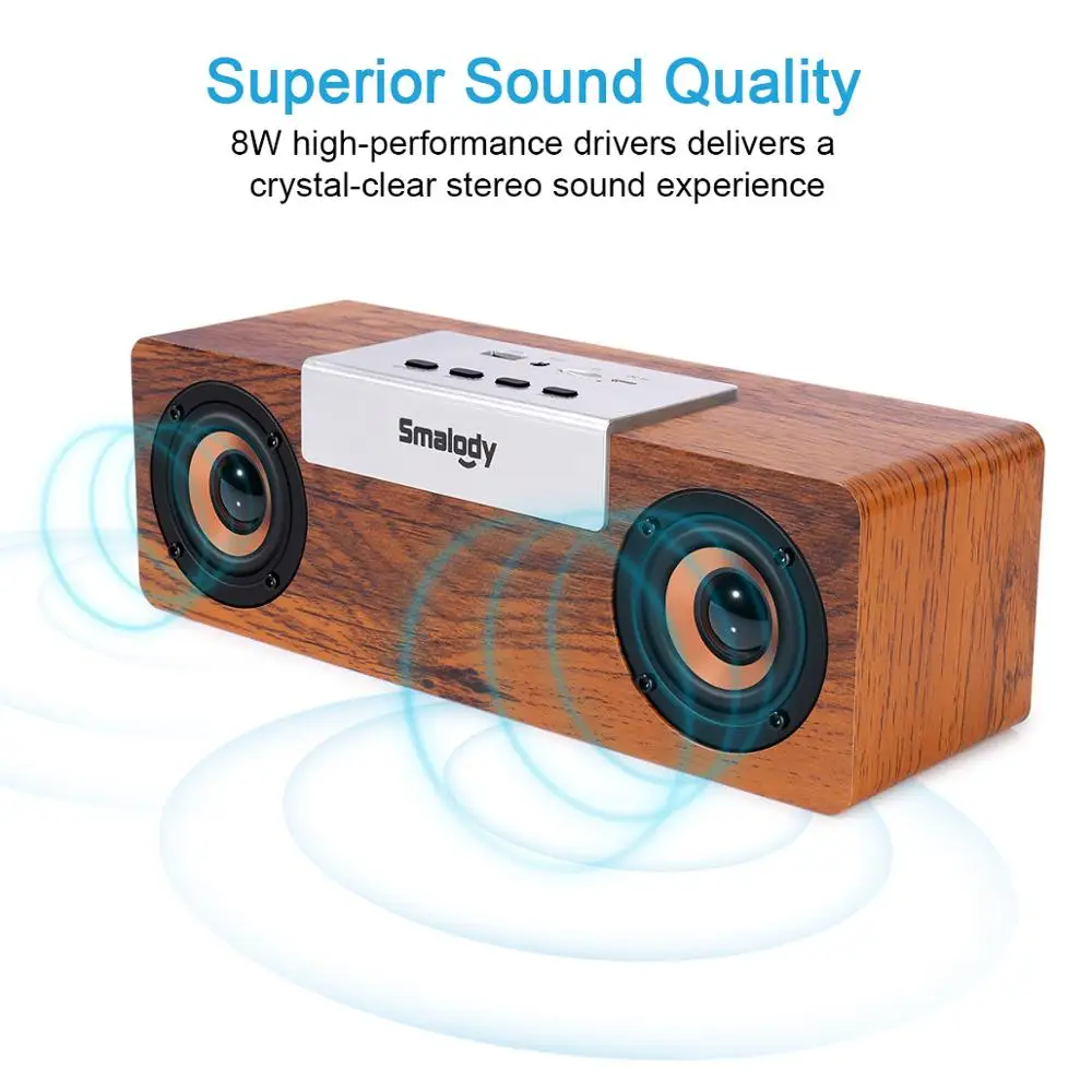 TWS Wireless Wooden Bluetooth-compatible Speaker Desktop Speaker Support TF Card AUX Handsfree Audio for Bookshelf Phone Home PC
