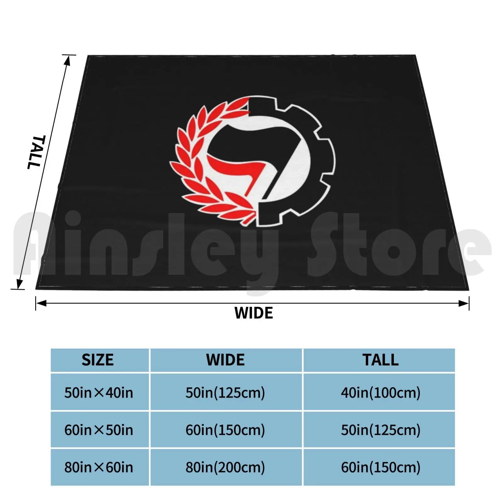 Cog & ; Wreath Blanket Fashion Custom Black Red Anarchist Communist Anarcho Communism Syndicalism