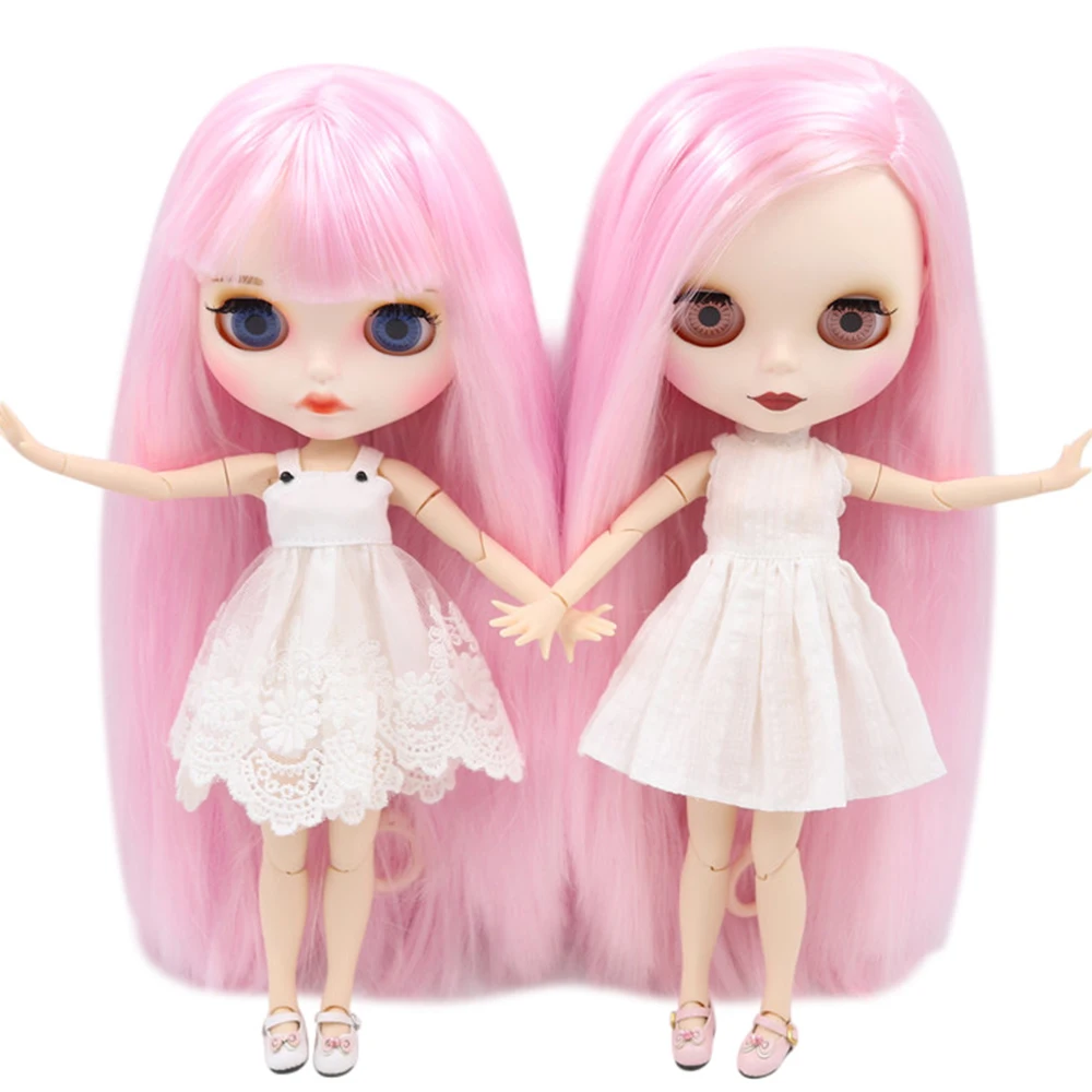 ICY DBS Blyth Doll New matte face  white skin 1/6 joint body Pink hair DIY sd gift toy