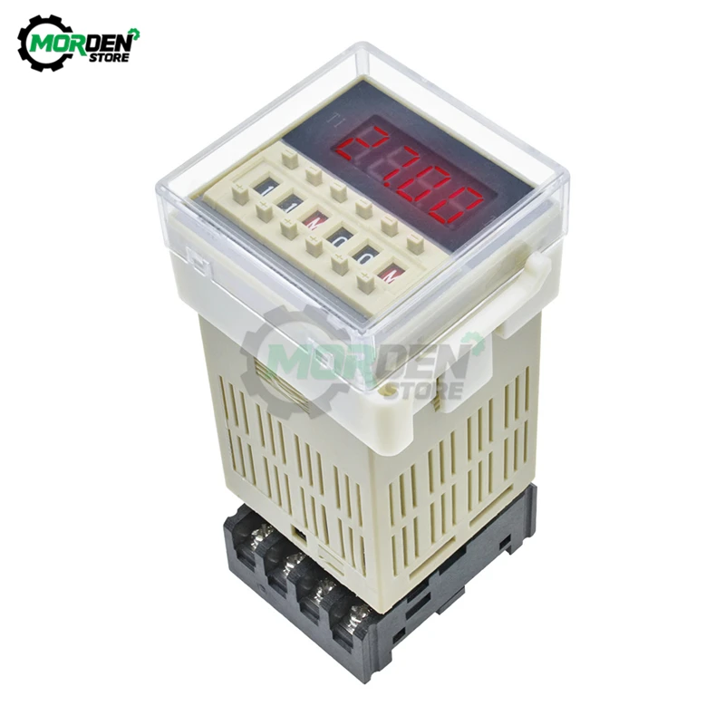 DH48S-S DC 12V 24V AC 110 220V Digital Programmable Double Time Delay Relay Voltage Cycle Timing Timer Relay Module with Base