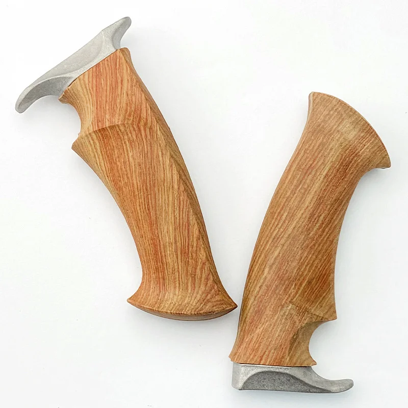 Bowie-cuchillo recto de madera de rosa, mango de agarre con cuchillos de acero, protector de mano, refuerzo de protección, Material de fundición DIY, 1 Juego