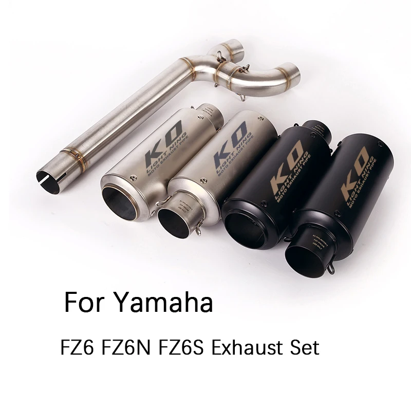 Dual-outlet for Yamaha FZ6 FZ6N FZ6S Motorcycle Exhaust Pipe Middle Pipe Left Right 51mm Muffler Escape Slip On Stainless Steel