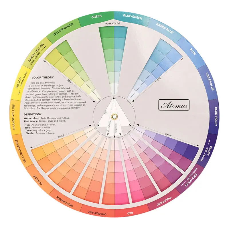 

Color Wheel Paint Mixing Learning Guide Art Class Teaching Tool Color Wheels for Makeup Blending Board Chart