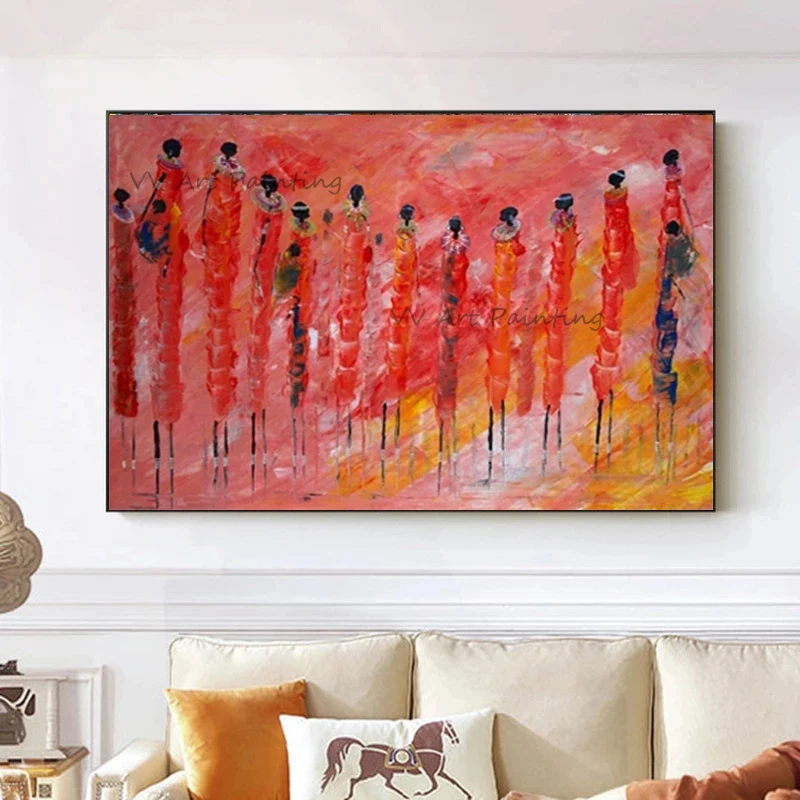 The Africa Woman Handmade Abstract Figure Oil Painting Wall Pictures Canvas Creative Modern Girl Artwork For Living Room Decor