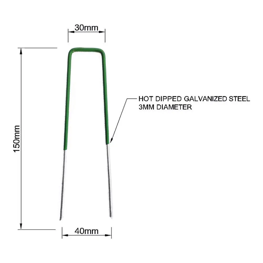 50pc ogród U szpilki stal węglowa ocynkowana pół zielona sztuczna murawa kołki siatka zacieniająca sztuczna murawa mocowanie zszywek