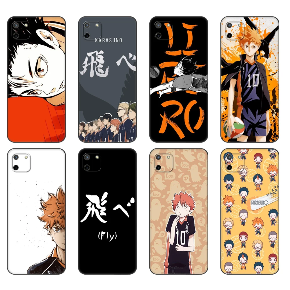 Black tpu Case For OPPO Realme C11 Case For Realme C 11 RealmeC11 Back RMX2185 Case Cover Haikyuu Hinata attacks Anime Bling