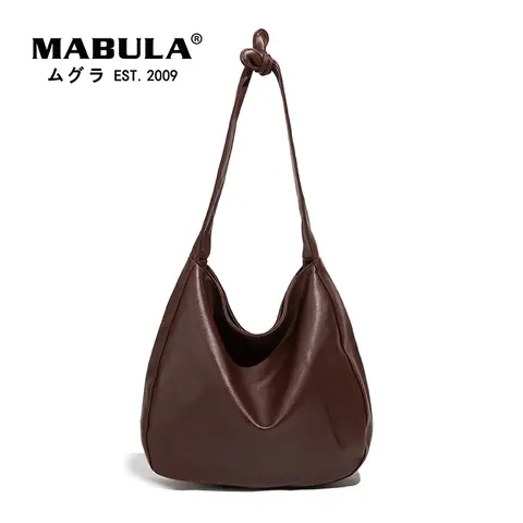 MABULA 여성용 매듭 손잡이 호보 숄더 지갑, 빈티지 대용량, 고품질 가죽 슬링 크로스바디 핸드백, 캐주얼 작업 가방