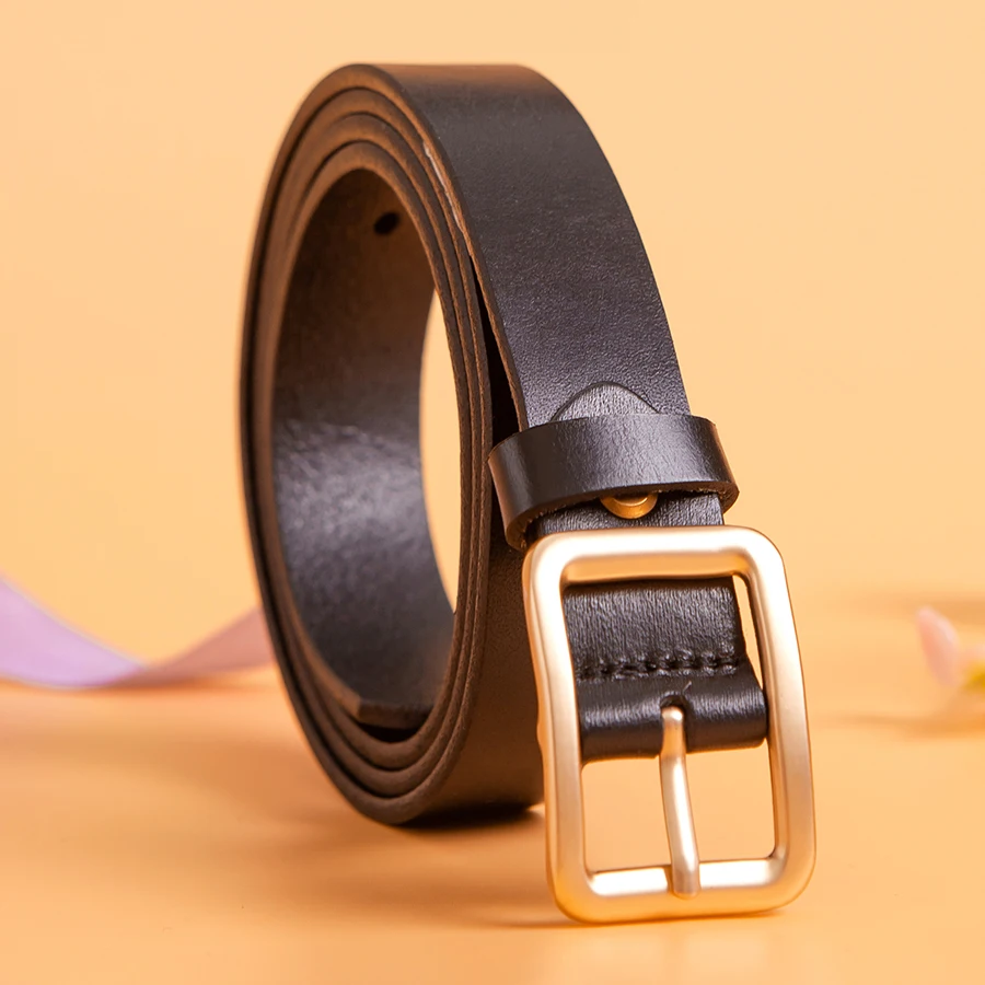 Ceinture en cuir de vachette première couche pour femme, 100% cuir véritable, environnemental pour femme, vintage, broche, strucstrap, jeans